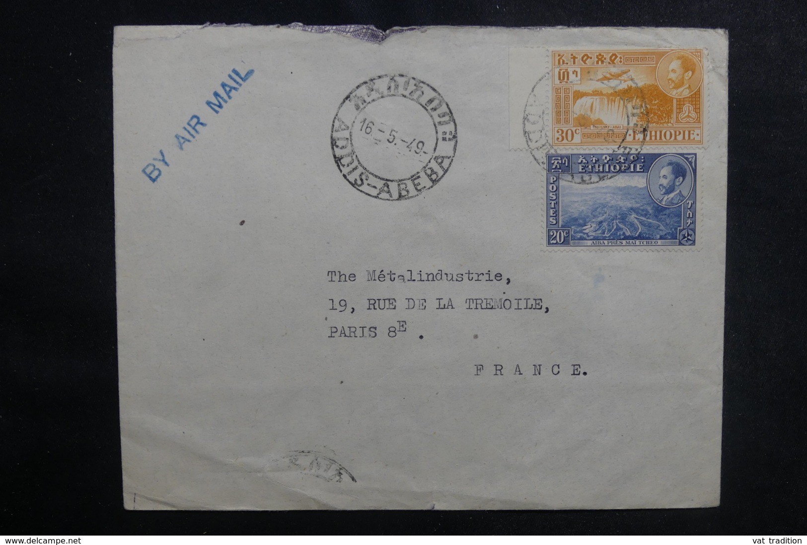 ETHIOPIE - Enveloppe Commerciale De Addis Abeba Pour Paris En 1949, Affranchissement Plaisant - L 41672 - Ethiopie