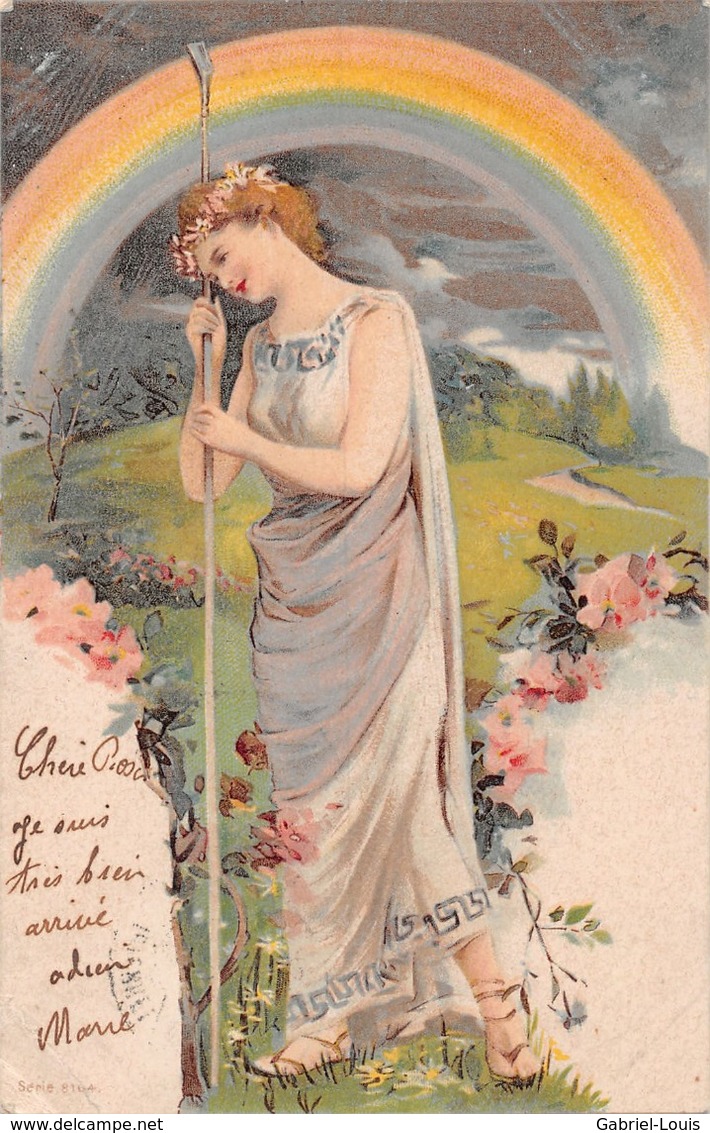 Femme Avec Arc En Ciel Et Fleurs - 1902 - Femmes