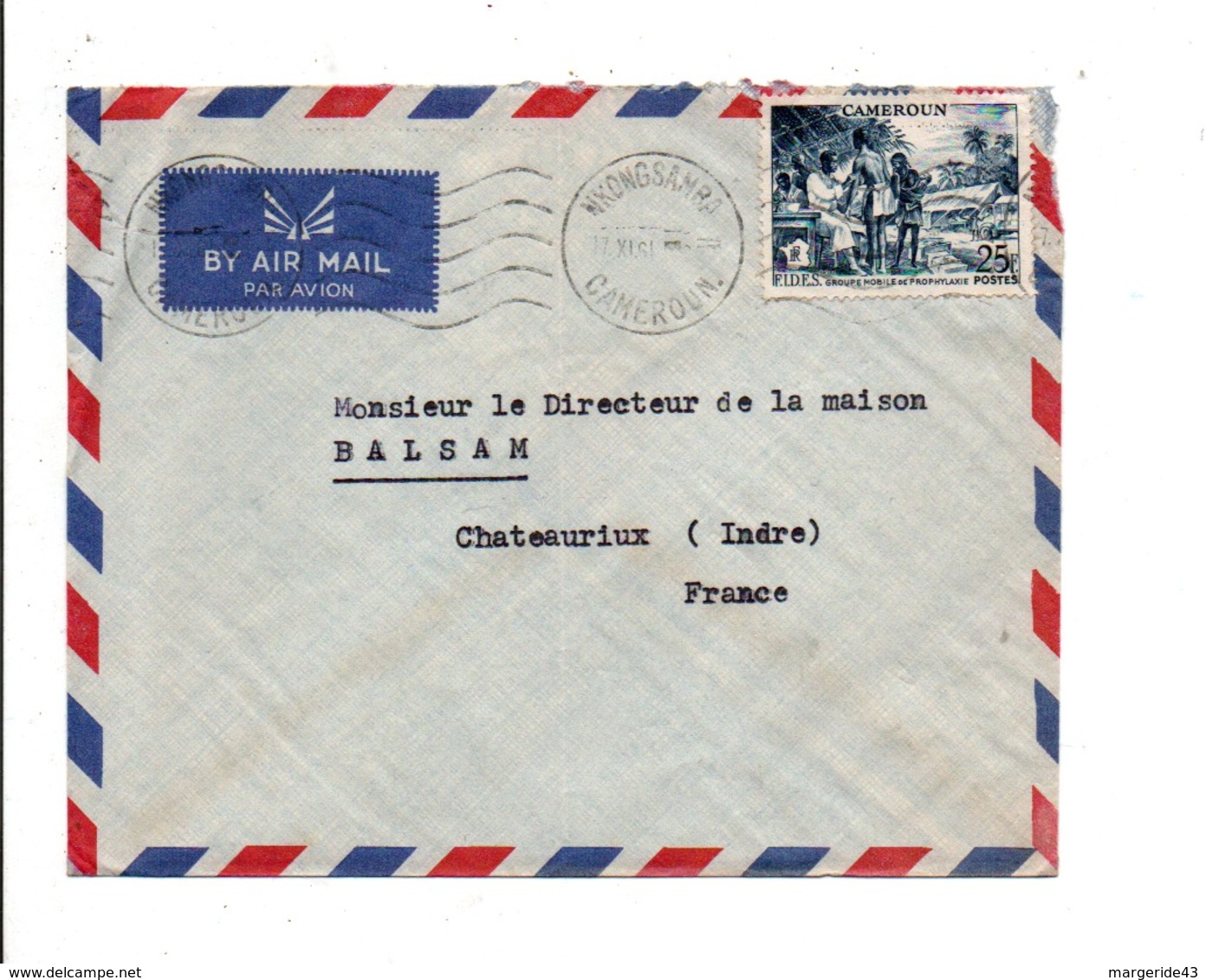 CAMEROUN LETTRE AVION DE NKONGSAMBA POUR LA FRANCE 1961 - Lettres & Documents