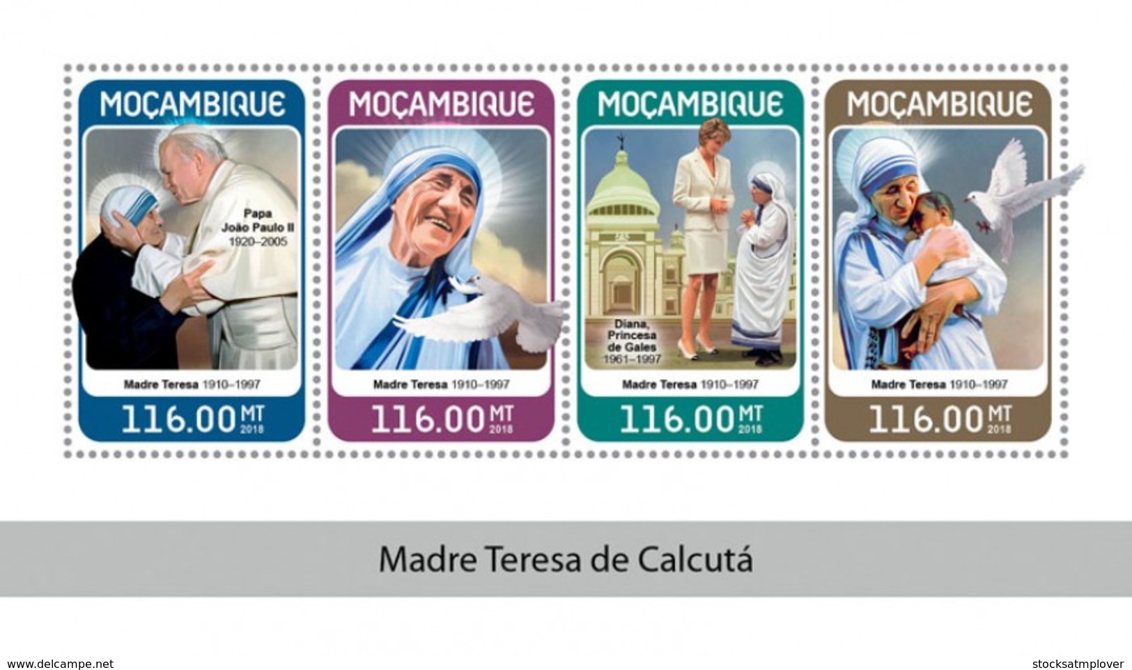 Mozambique 2018  Mother Teresa ,Pope John Paul II ,  Princess Diana   S201806 - Mozambique