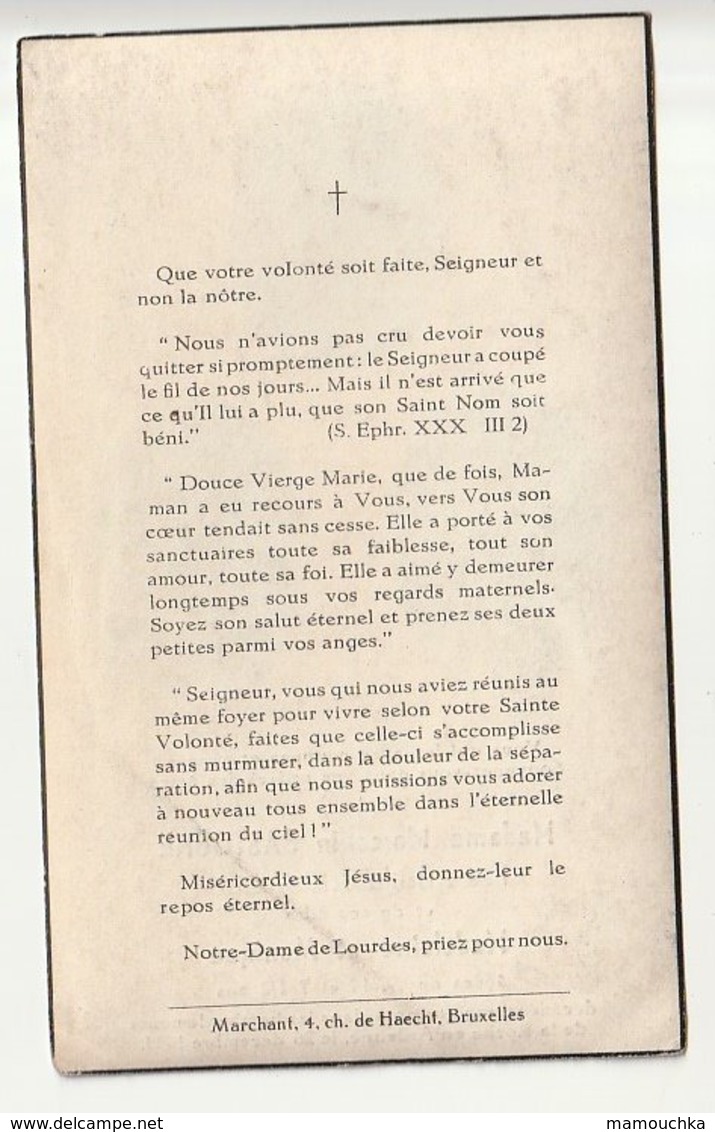 Madame M. BASTOGNE Née Adeline Remacle Et Filles Madeleine (19) Et Monique 7 1/2) Bombardements La Roche En Ardenne 1944 - Images Religieuses