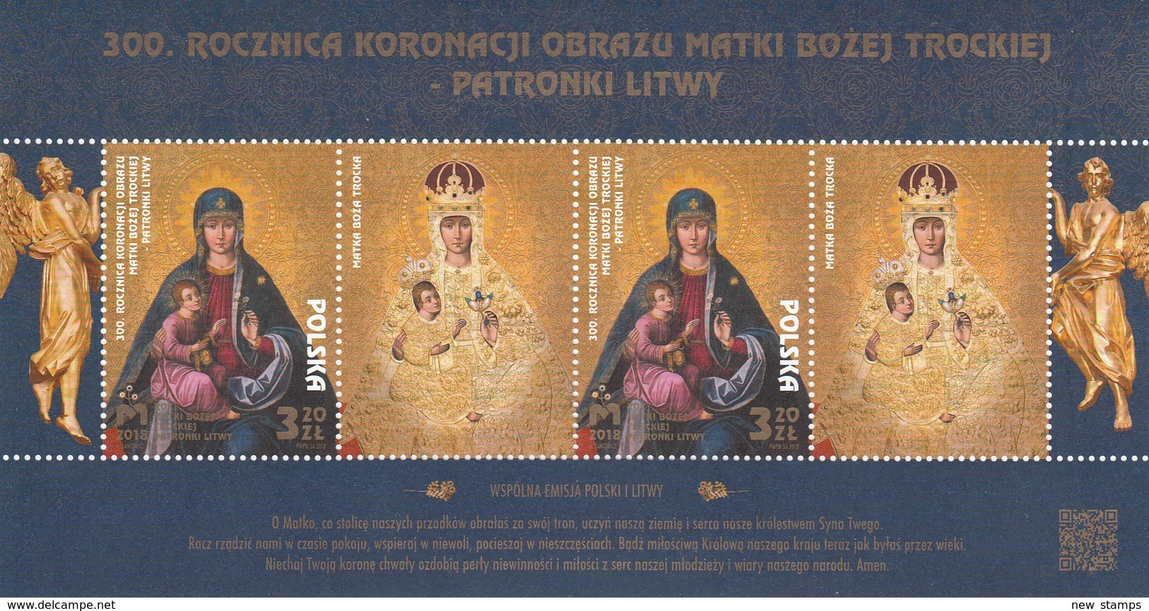 Poland 2018 Lithuanian Patroness Our Lady Of Trakai SS MNH - Paintings