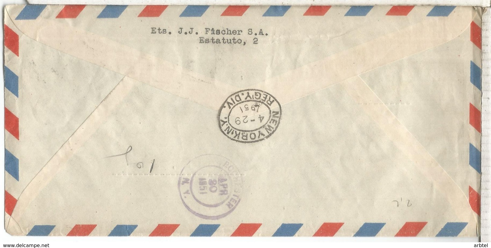 TANGER 1951 CC CERTIFICADA A USA FRANQUEO MIXTO MAT HEXAGONAL CORREO AEREO - Spanish Morocco