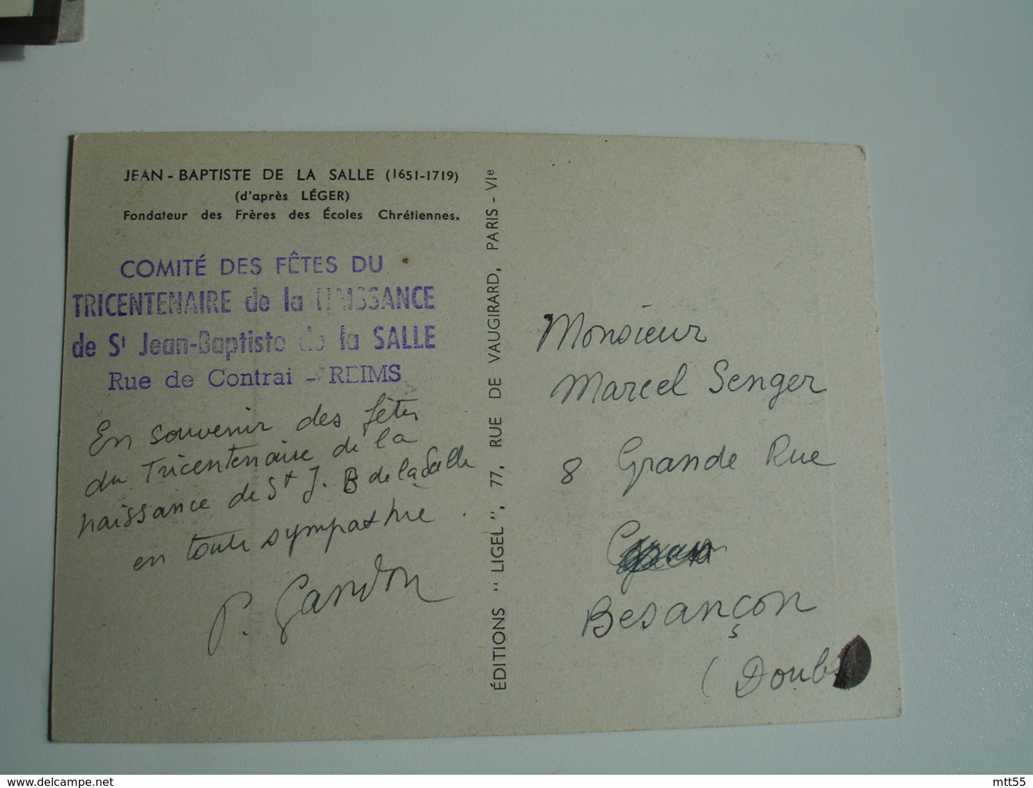 Signature  Envoi De Gandon C M Carte Maximum  Jean Baptiste La Salle  Reims - 1950-1959