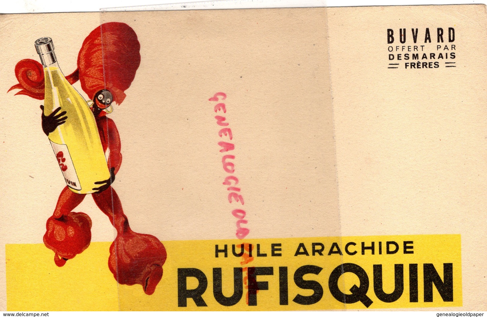 BUVARD HUILE ARACHIDE RUFISQUIN- DESMARAIS FRERES PARIS- HUILERIE - Perfumería & Droguería