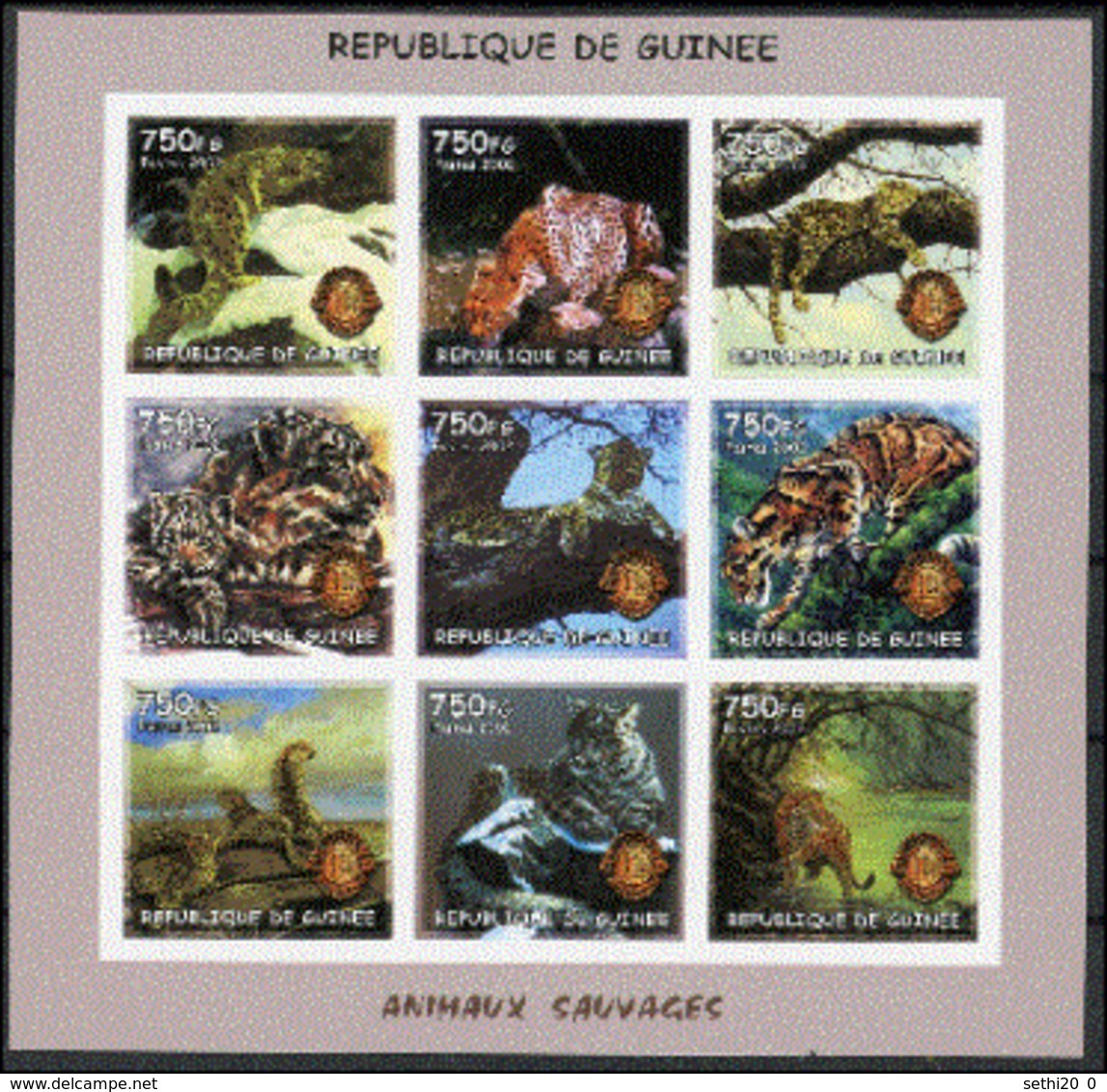 Guinée 2002 Lions Club  Cats Chats Panthère Imperf MNH MNH - Rotary, Lions Club