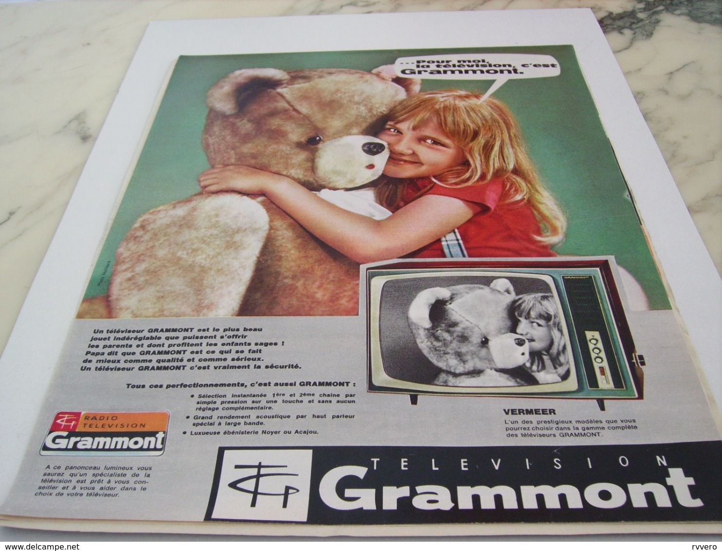 ANCIENNE PUBLICITE TELEVISION GRAMMONT S A  1964 - Television