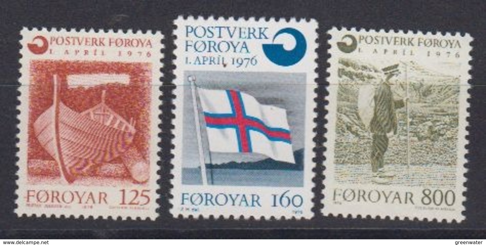 Faroe Islands 1976 Gründung Färoischen Postwesen 3v ** Mnh (44451A) - Faeroër