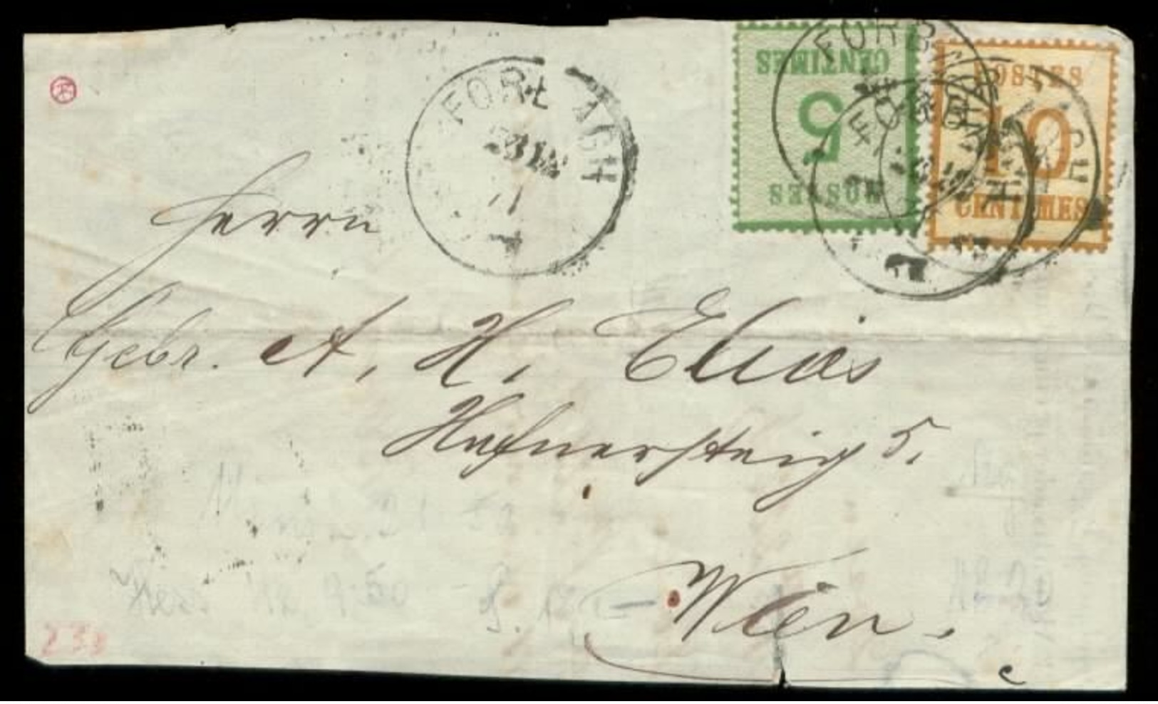 S8152 - Elsaß Lothringen Nr. 4I + 5I Auf Briefvorderseite: Gebraucht Forbach - Wien 1871, Bedarfserhaltung. - Sonstige & Ohne Zuordnung