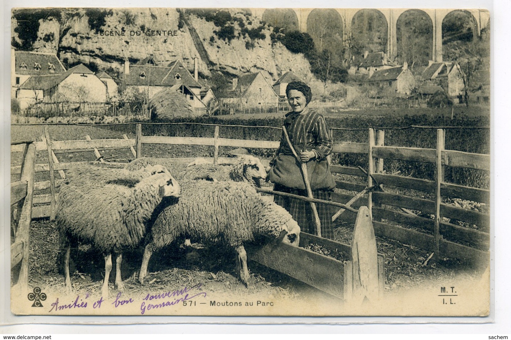 87 MTIL 571- SCENE Du CENTRE Moutons Au Parc  Paysanne 1903 Timbrée ST SAINT JULIEN         /D19-2017 - Otros & Sin Clasificación