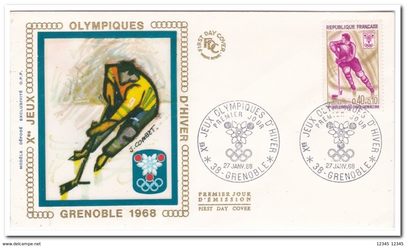 Frankrijk 1968, FDC 27 Janv. 68, Olympic Wintergames Grenoble - Winter 1968: Grenoble
