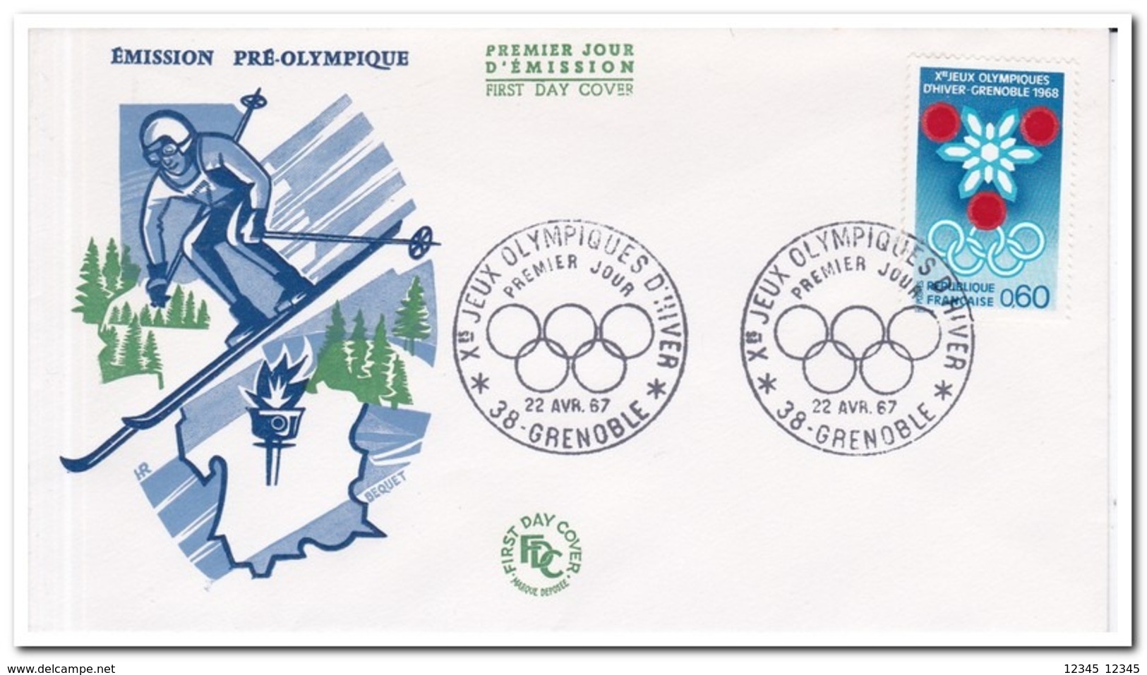 Frankrijk 1967, FDC, Winter Olympics - Winter 1968: Grenoble