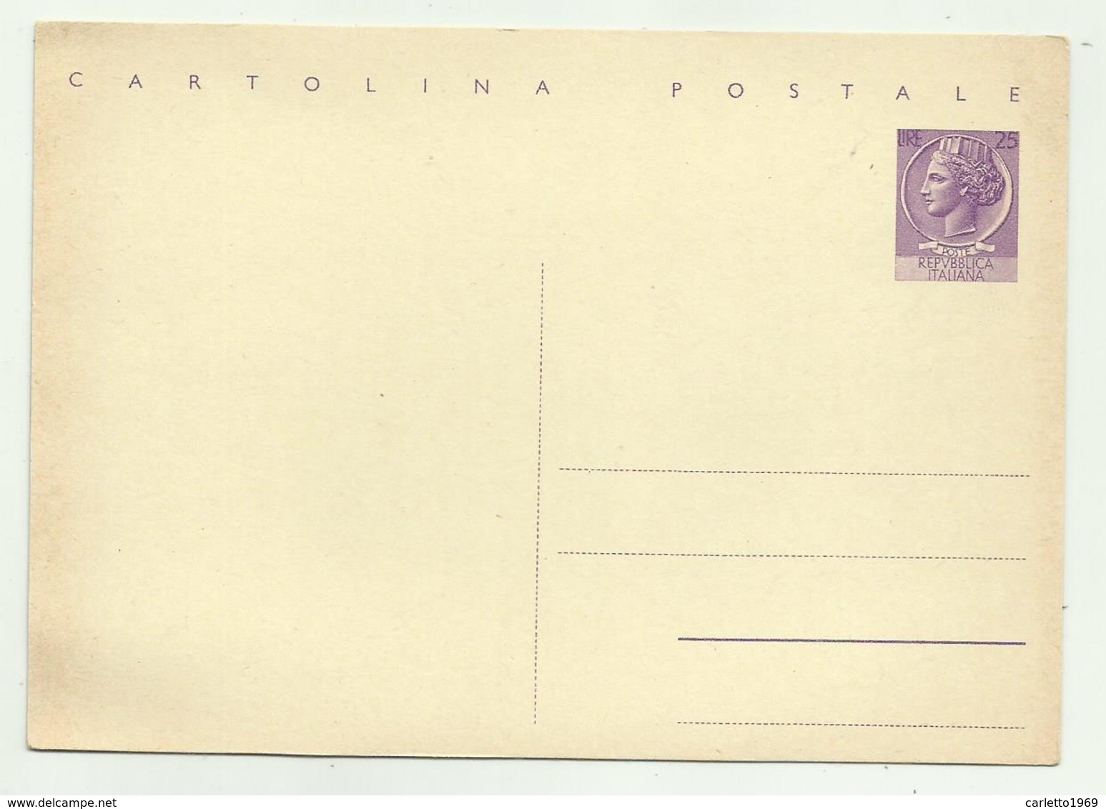 CARTOLINA POSTALE LIRE 25 NUOVA FG - 1946-60: Marcophilie