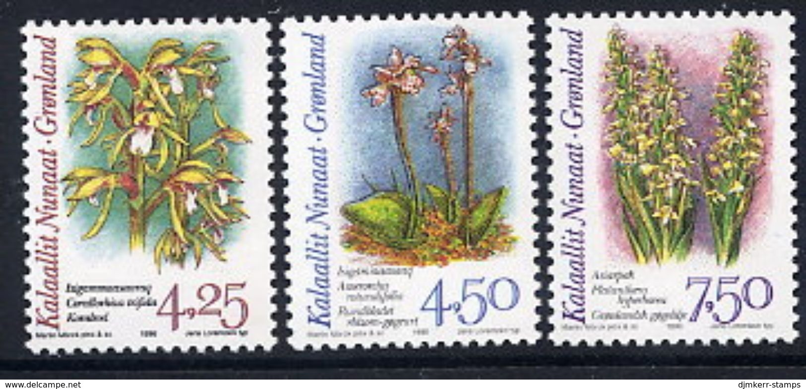 GREENLAND 1996 Arctic Orchids II Fluorescent Paper MNH / **.  Michel 284y-86y - Neufs