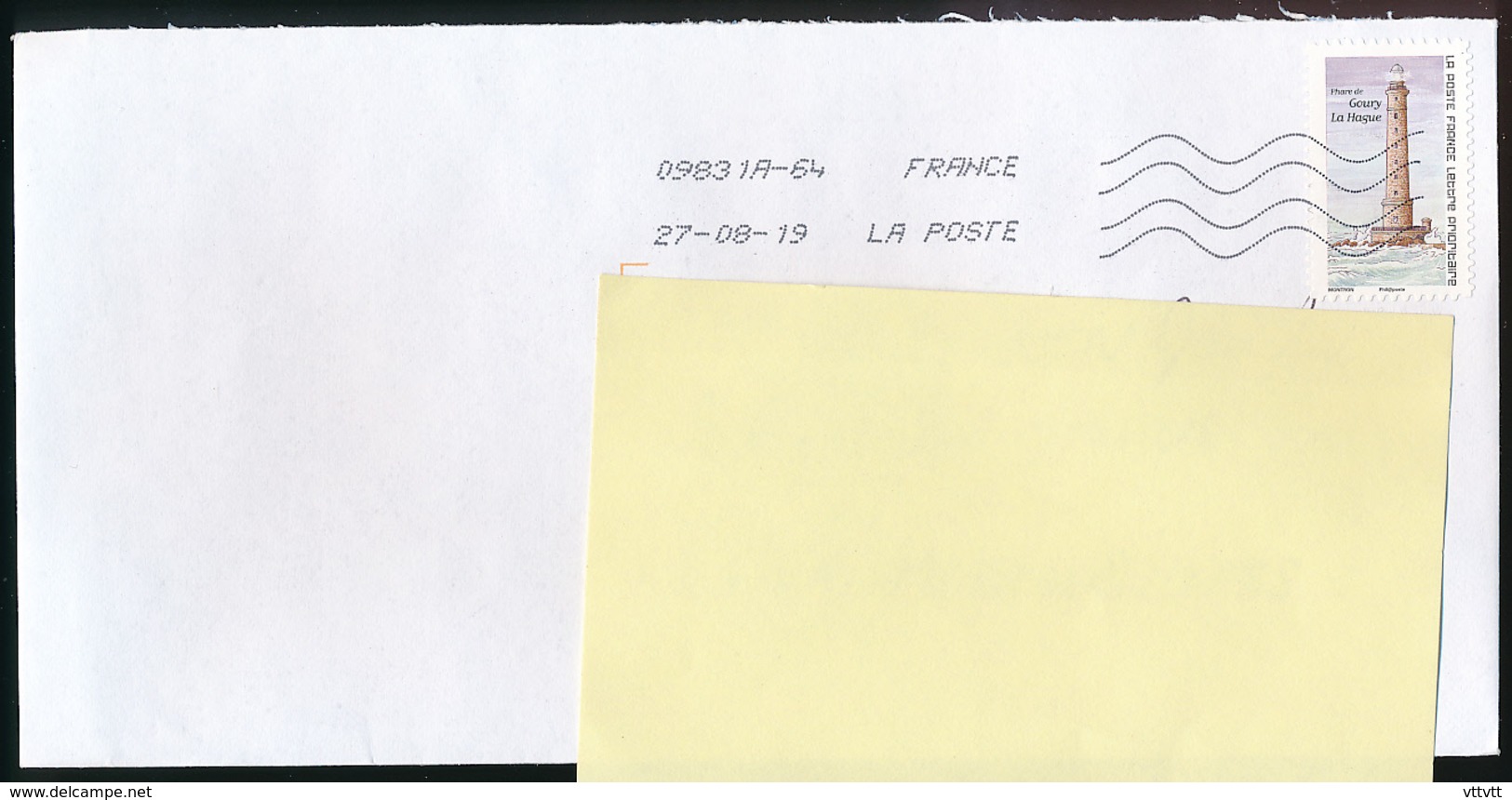 Timbre Postal Adhésif (2019) "Phares, Repères De Nos Côtes, Phare De Goury, La Hague" Seul Sur Lettre - 1961-....