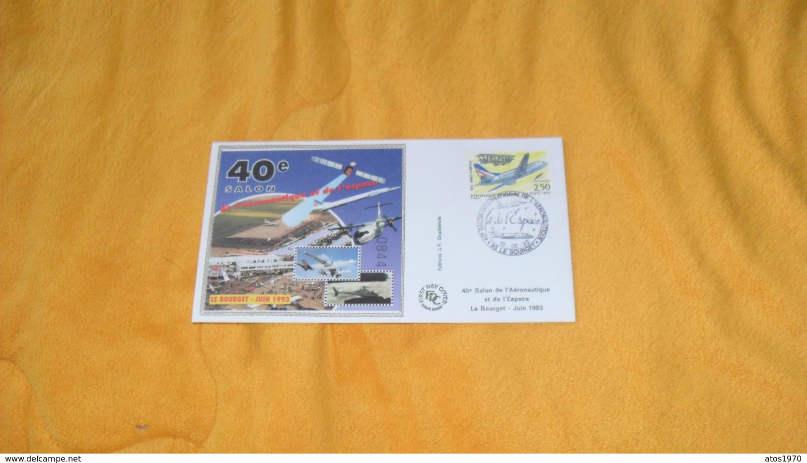 ENVELOPPE FDC DE 1993.../ 40e SALON DE L'AERONAUTIQUE....LE BOURGET JUIN ...CACHETS   + TIMBRE. - 1990-1999