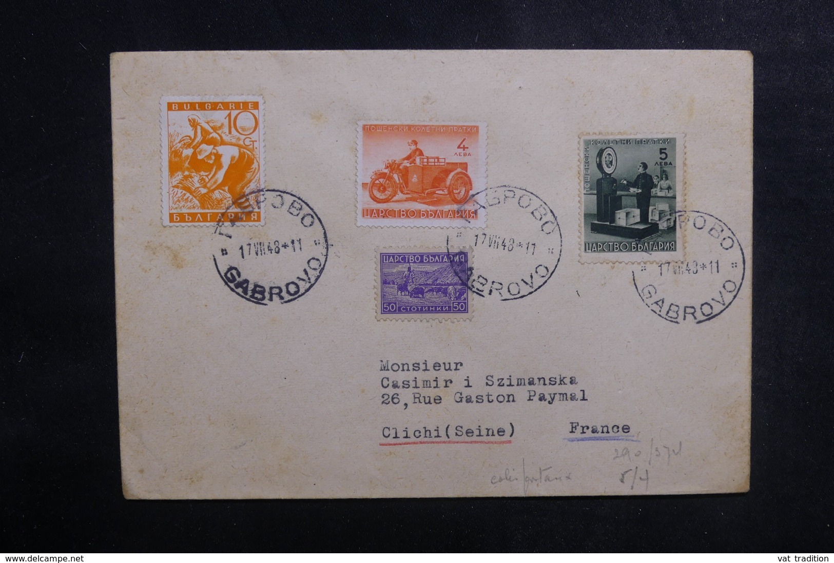 BULGARIE - Enveloppe De Gabrovo Pour La France En 1948, Affranchissement Et Oblitération Plaisants - L 41758 - Brieven En Documenten