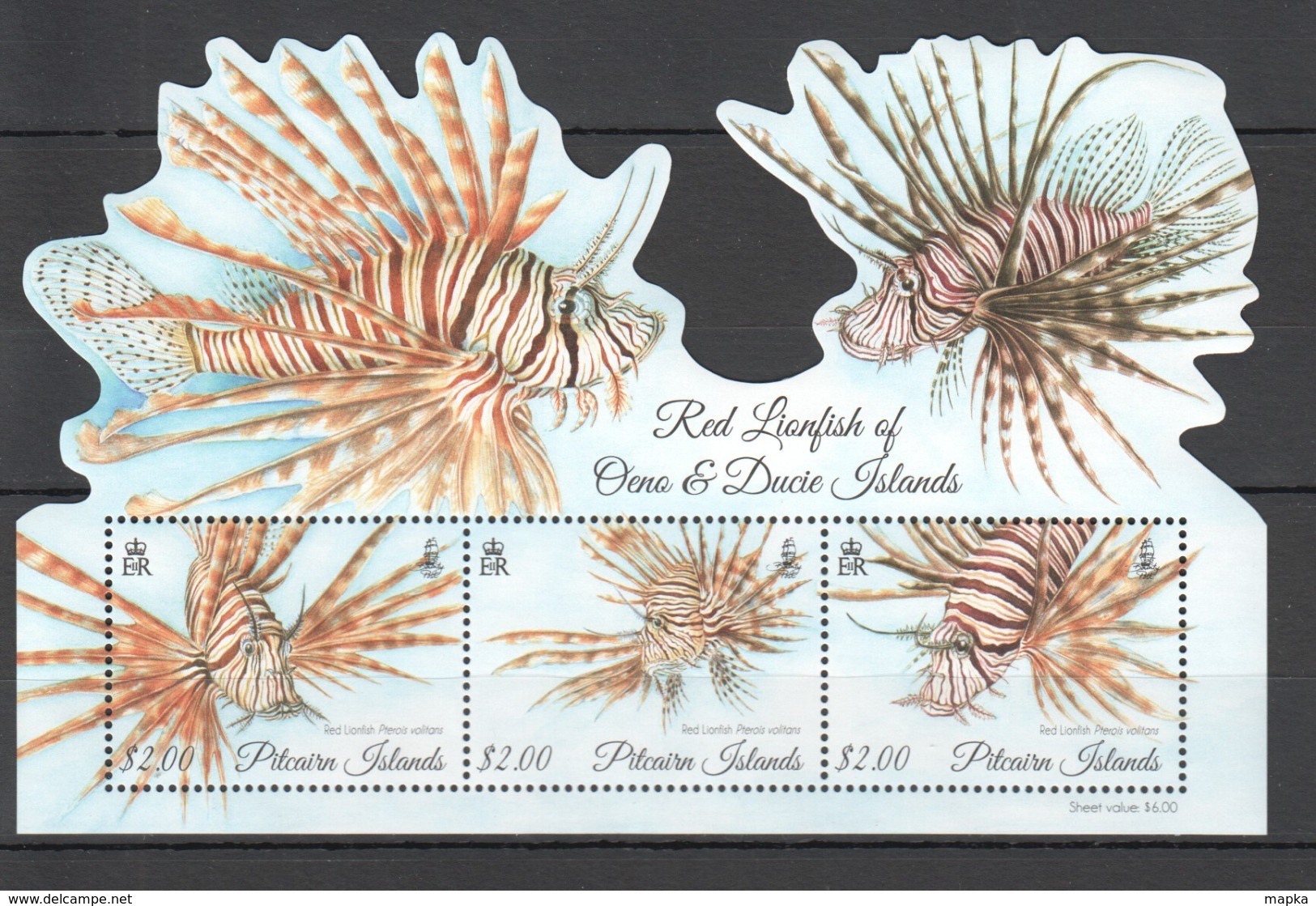 X639 2015 PITCAIRN ISLANDS MARINE LIFE FISH RED LIONFISH !!! MICHEL 12 EURO !!! 1KB MNH - Marine Life