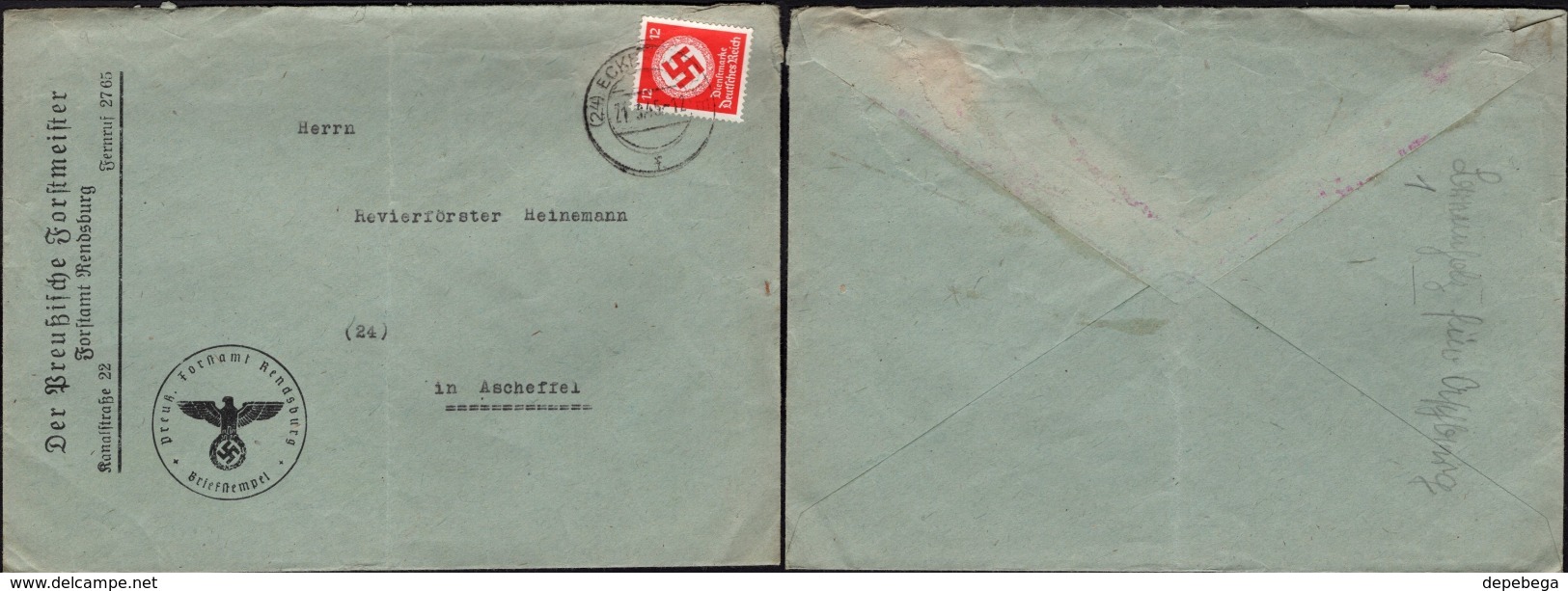 Germany - Dienstpost EF Brief, Der Preussische Forstmeister Rendsburg-Eckernförde 21.3.1945 N. Ascheffel. - Dienstzegels