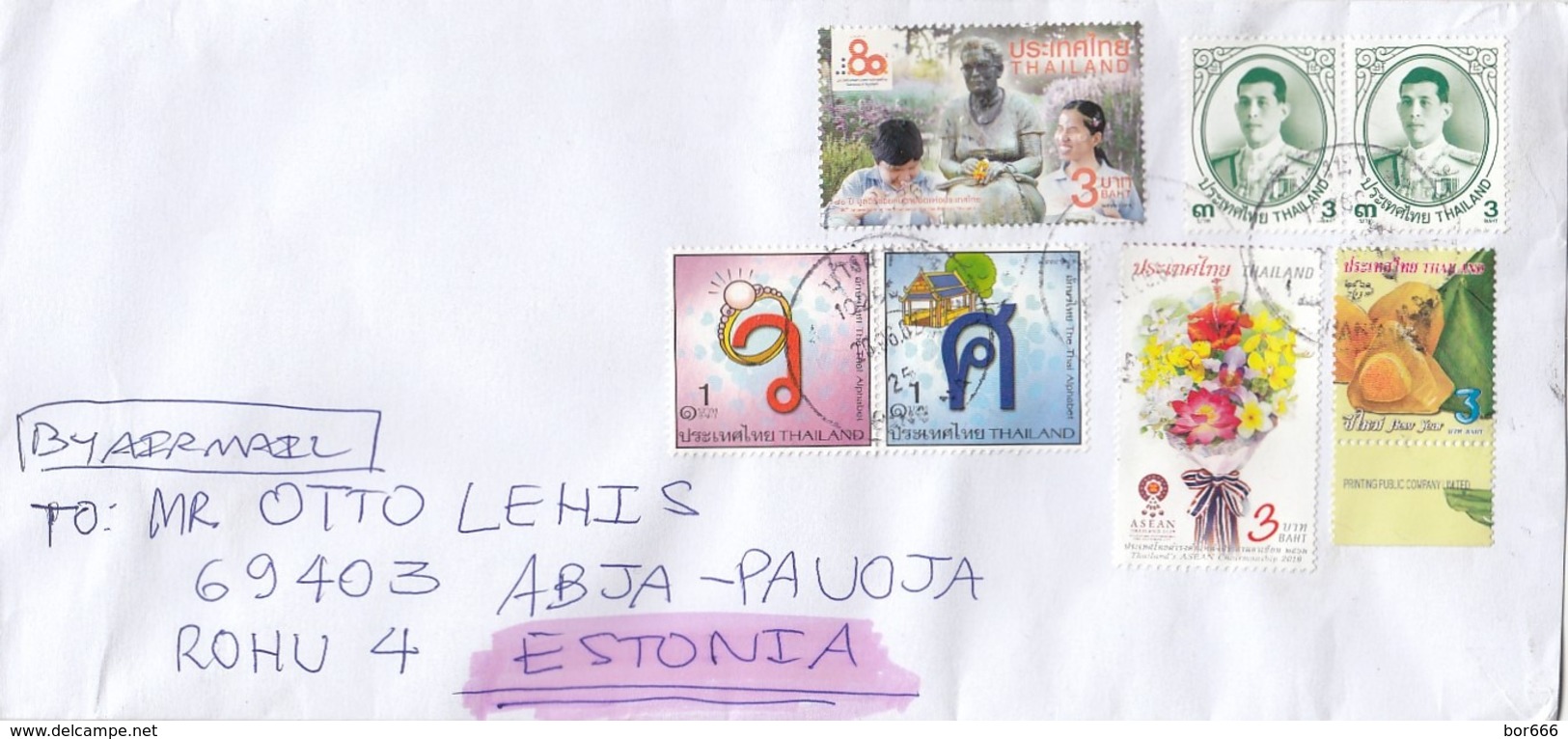 GOOD THAILAND Postal Cover To ESTONIA 2019 - Good Stamped: Blind Peoples ; Alphabet ; Flowers ; King - Thailand