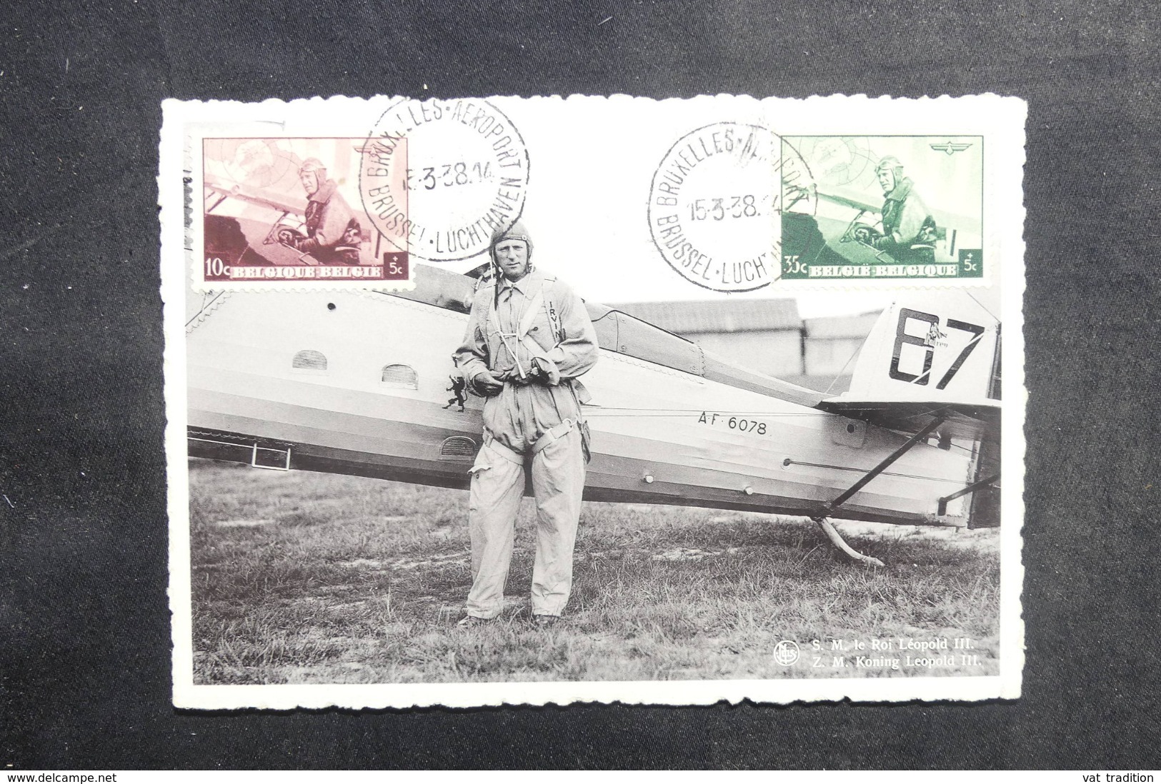 BELGIQUE - Carte Maximum 1938- Aviation - Roi Léopold III - L 41792 - 1934-1951