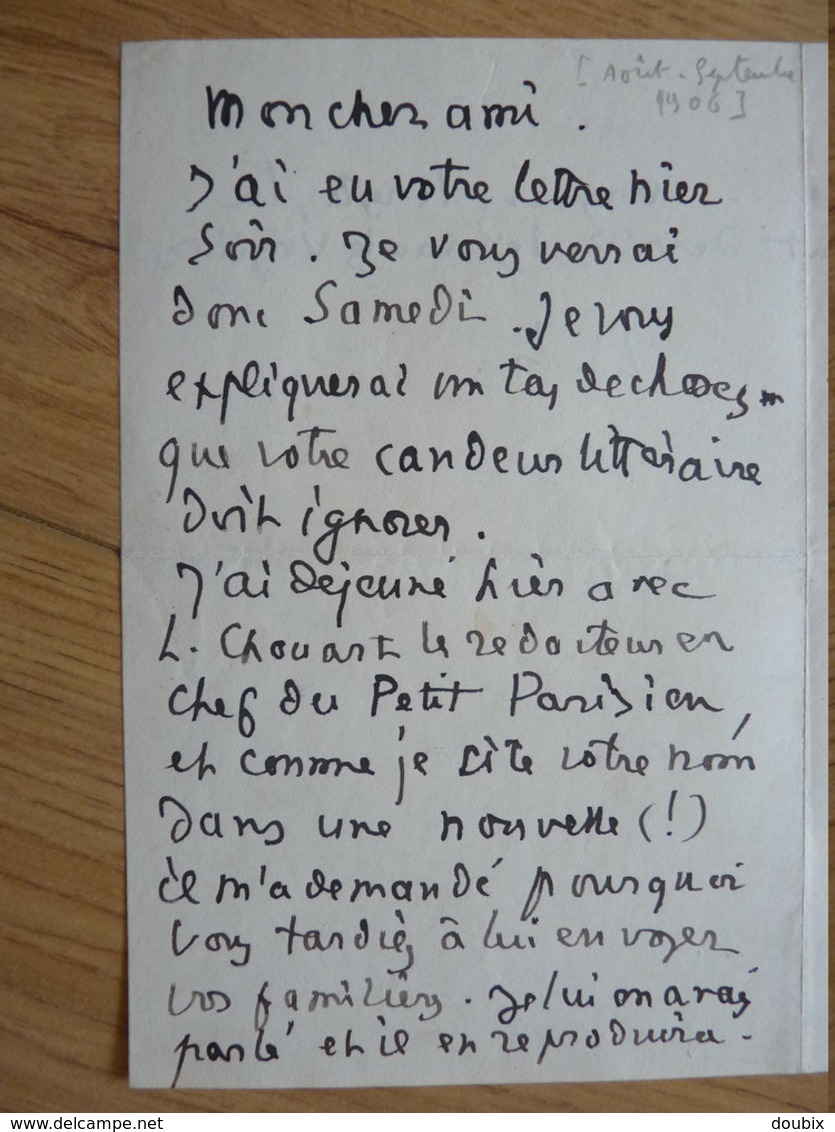 Leo LARGUIER (1878-1950) Poète ECRIVAIN Académie GONCOURT - AUTOGRAPHE à Abel Bonnard. - Other & Unclassified