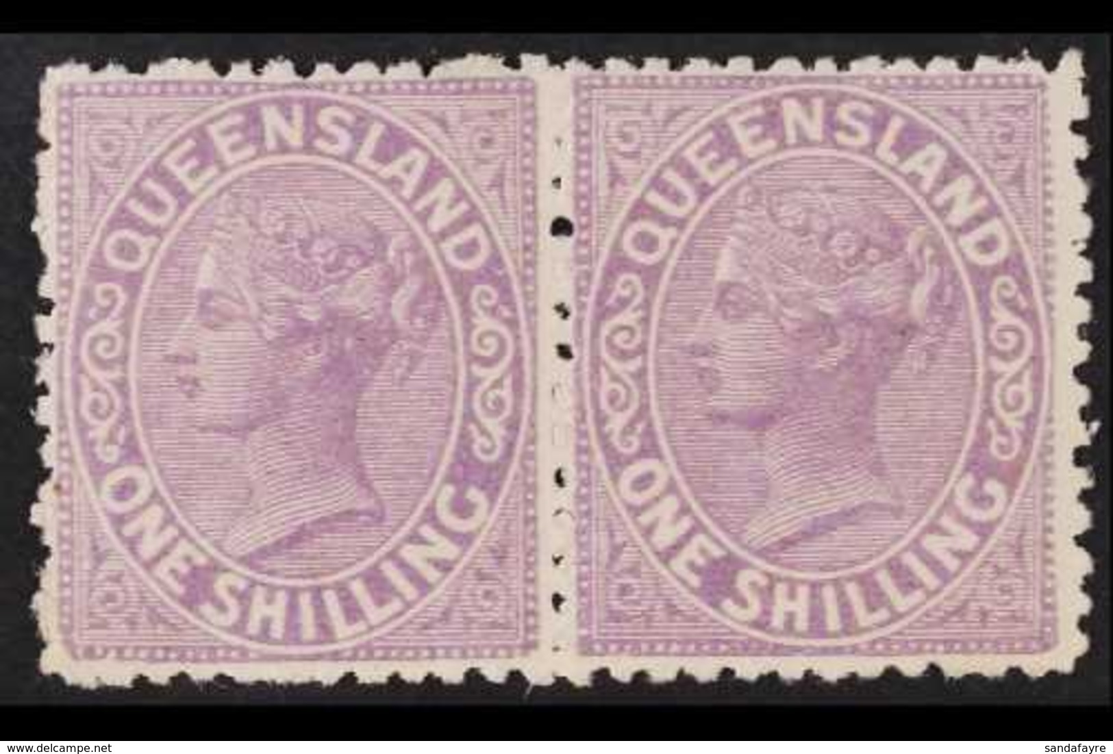 QUEENSLAND 1895 1s Mauve On Thick Paper, SG 205, Horizontal Pair, Fine Mint For More Images, Please Visit Http://www.san - Other & Unclassified