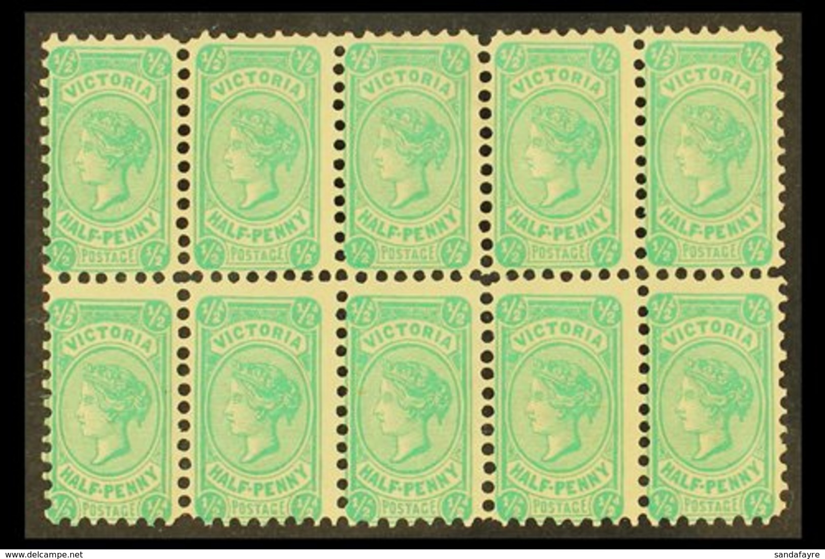 VICTORIA 1901-10 ½d Blue-green, Die I, Wmk Sideways, SG 384, Never Hinged Mint Block Of 10. For More Images, Please Visi - Other & Unclassified