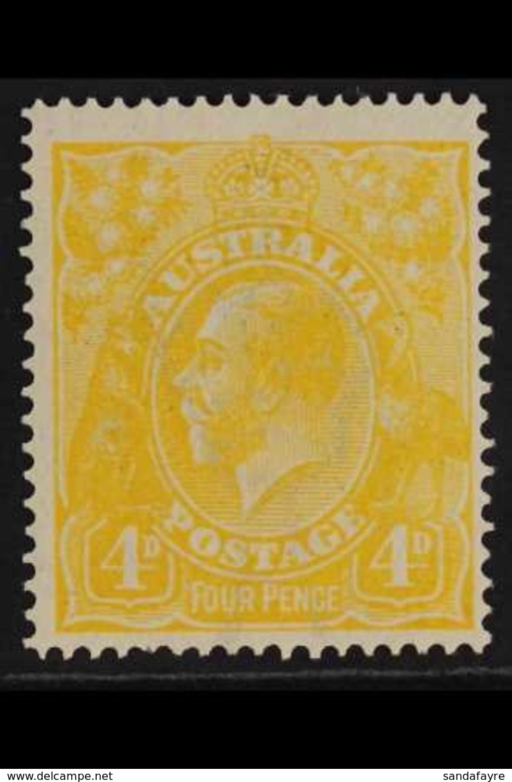 1914-20 4d Lemon-yellow KGV Head, SG 22b, Fine Mint, Very Fresh. For More Images, Please Visit Http://www.sandafayre.com - Other & Unclassified