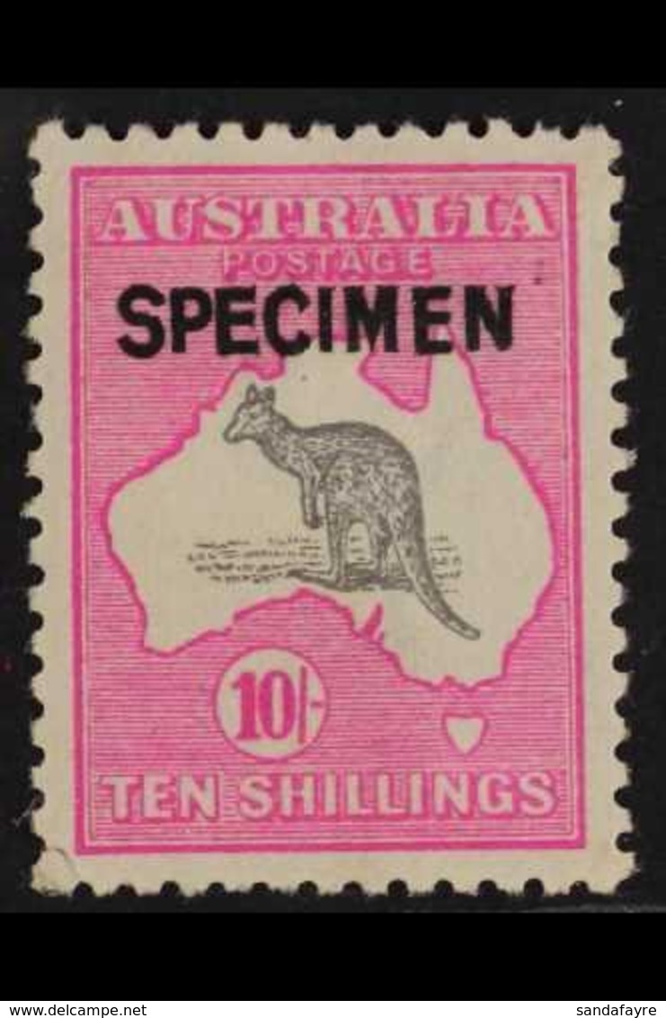 1915-27 10s Grey & Bright Aniline Pink Roo With "SPECIMEN" Type B Overprint (SG 43as. BW 48x), Fine Mint, Repaired Lower - Sonstige & Ohne Zuordnung