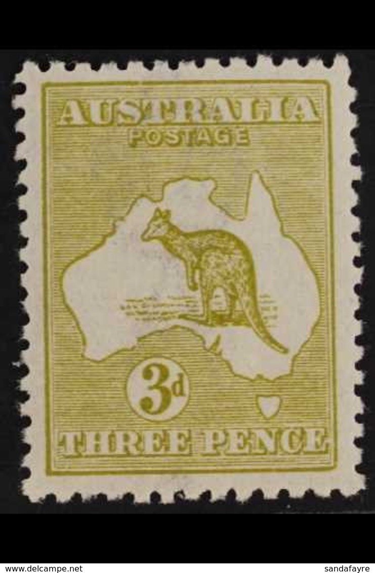 1915-27 3d Light Olive Roo Die IIB, SG 37e, Very Fine Mint Very Fresh. For More Images, Please Visit Http://www.sandafay - Other & Unclassified