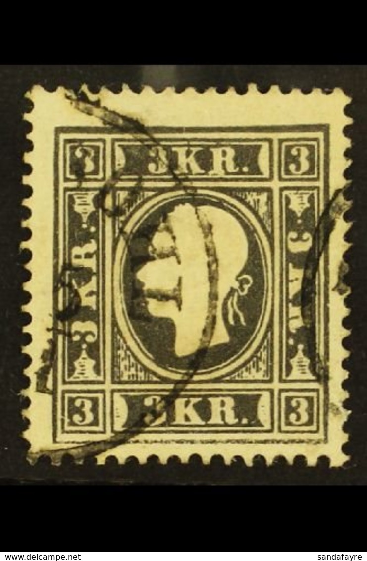 1858-59 3k Black Type Ib (Michel 11 Ib, SG 23), Fine Used, Very Fresh, Expertized A. Diena. For More Images, Please Visi - Other & Unclassified