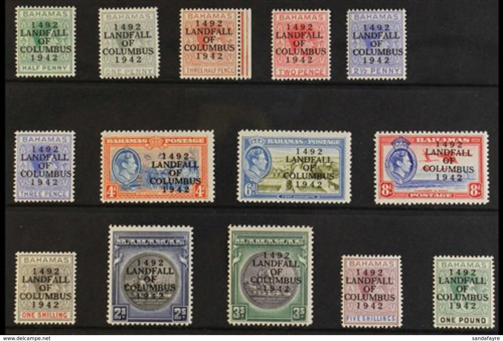 1942 "Landfall Of Columbus" Opt'd Set, SG 162/75a, Never Hinged Mint (14 Stamps) For More Images, Please Visit Http://ww - Other & Unclassified