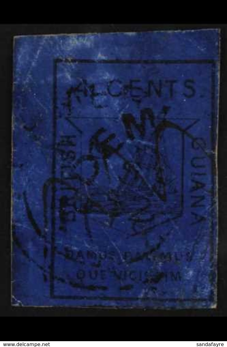 1852 2c Black / Deep Blue Waterlow Lithographed, SG 10, Used With Demerara Datestamp, 4 Margins And Usual Surface Rubbin - British Guiana (...-1966)