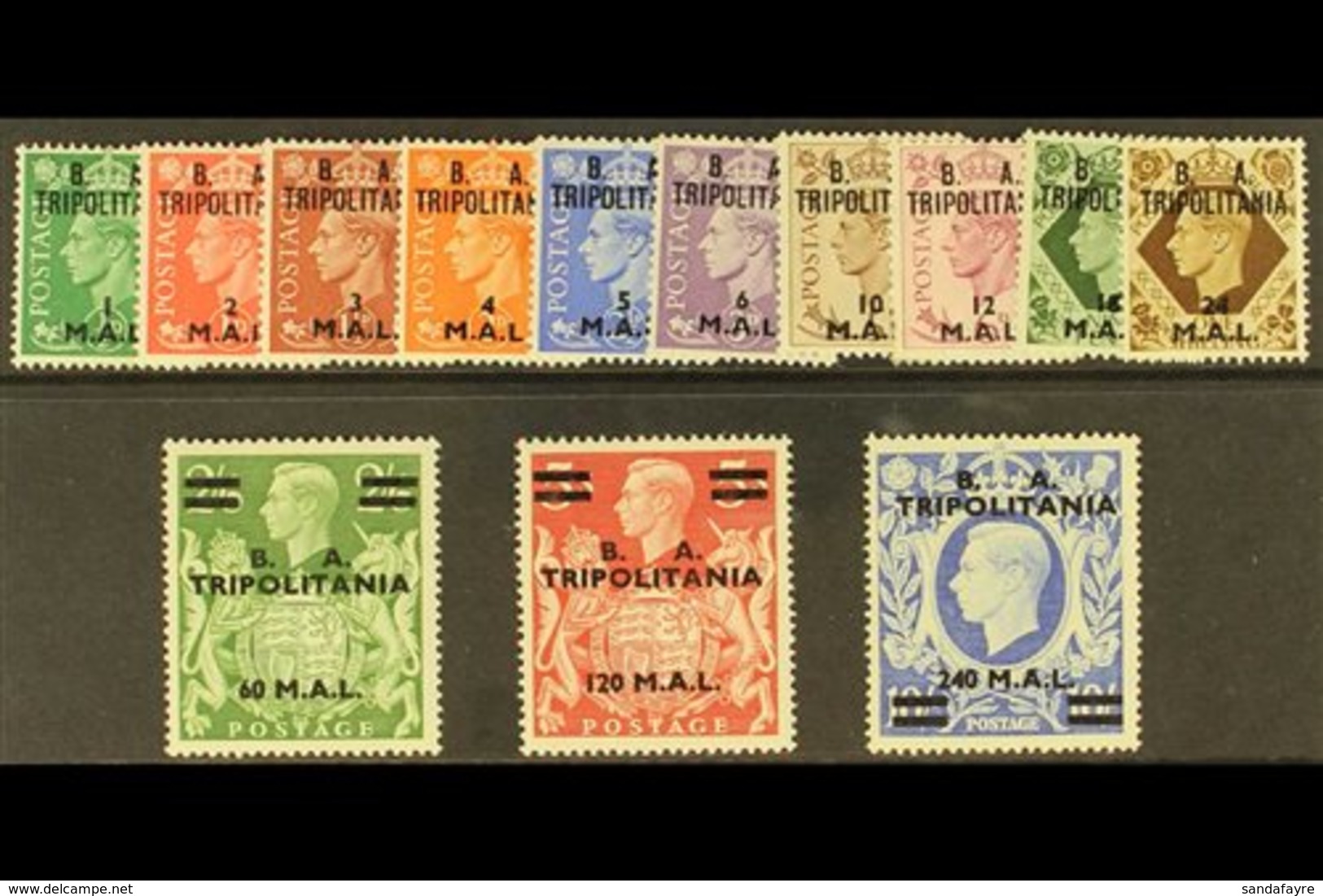 TRIPOLITANIA 1950 Complete Set, SG T14/26, Lightly Hinged Mint. (13 Stamps) For More Images, Please Visit Http://www.san - Italian Eastern Africa