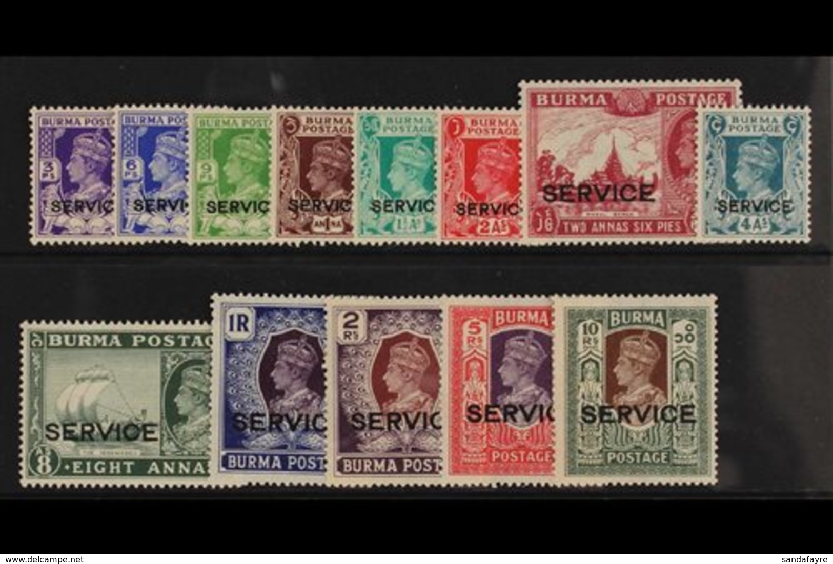 OFFICIALS 1939 Geo VI Set Complete, SG O15/27, Very Fine Mint, 2r - 10r Never Hinged. (13 Stamps) For More Images, Pleas - Burma (...-1947)