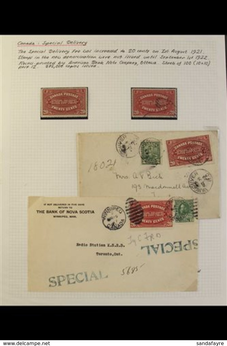 SPECIAL DELIVERY POSTAL HISTORY GROUP 1922 20c Carmine-red Label, SG S4, Used On A Range Of Covers All With Special Deli - Other & Unclassified