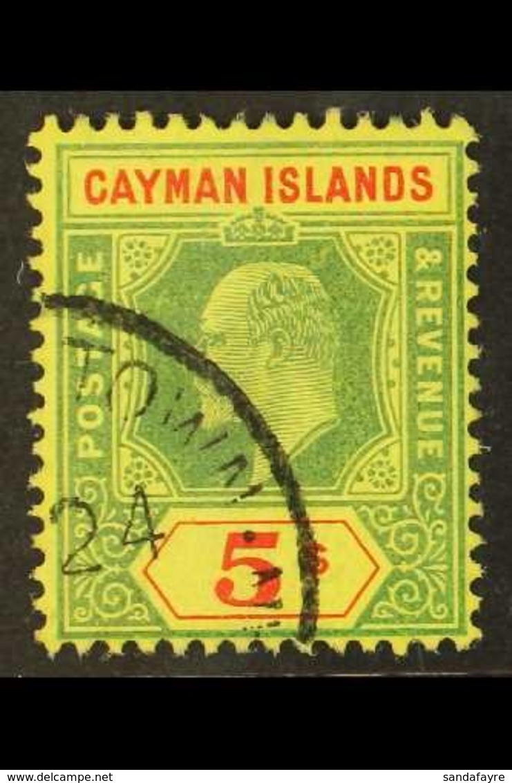 1907-09 5s Green & Red/yellow, SG 32, Fine Cds Used For More Images, Please Visit Http://www.sandafayre.com/itemdetails. - Cayman (Isole)