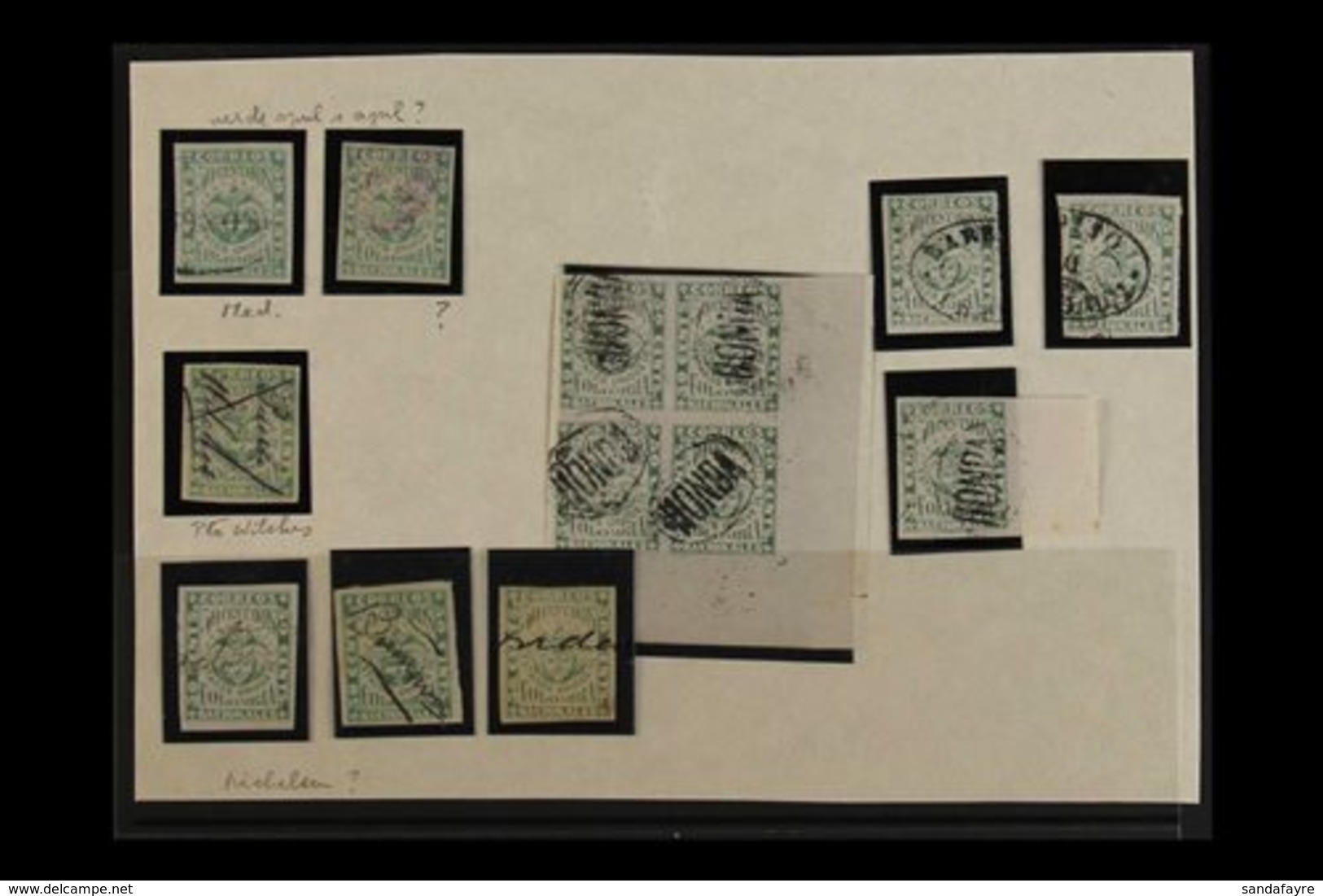 1881 50c Yellow Green, Scott 96, Group Assembled For POSTMARKS, Note Barranquilla And Medellin In Ovals, Corner Block Of - Kolumbien