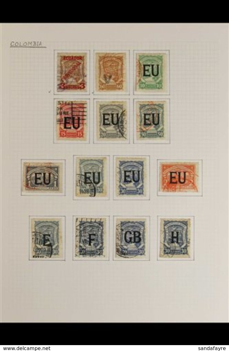 SCADTA 1921-1928 USED COLLECTION On Leaves, Includes 1923-28 Most Vals To 3p & 5p, Consular Overprints 1921-23 60c "V" H - Kolumbien