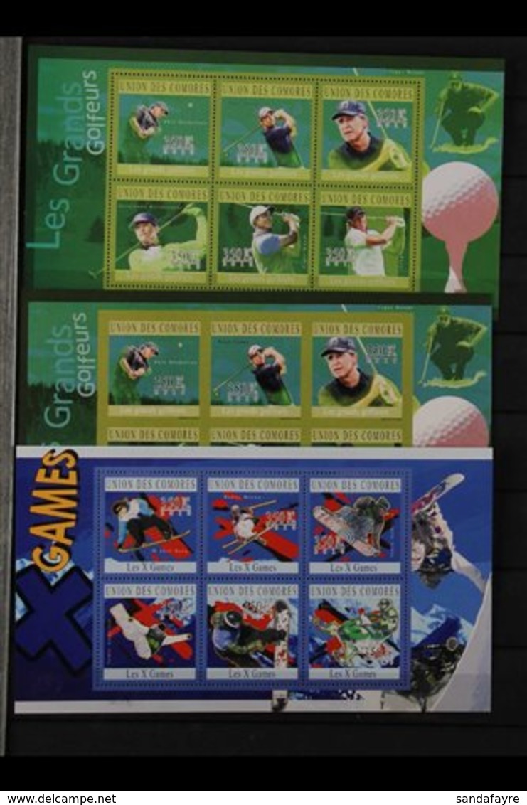 2010 COMPLETE NHM COLLECTION. A Complete, Perforated & Imperforate Miniature Sheet & Sheetlet Collection Of The "Sports  - Comoros
