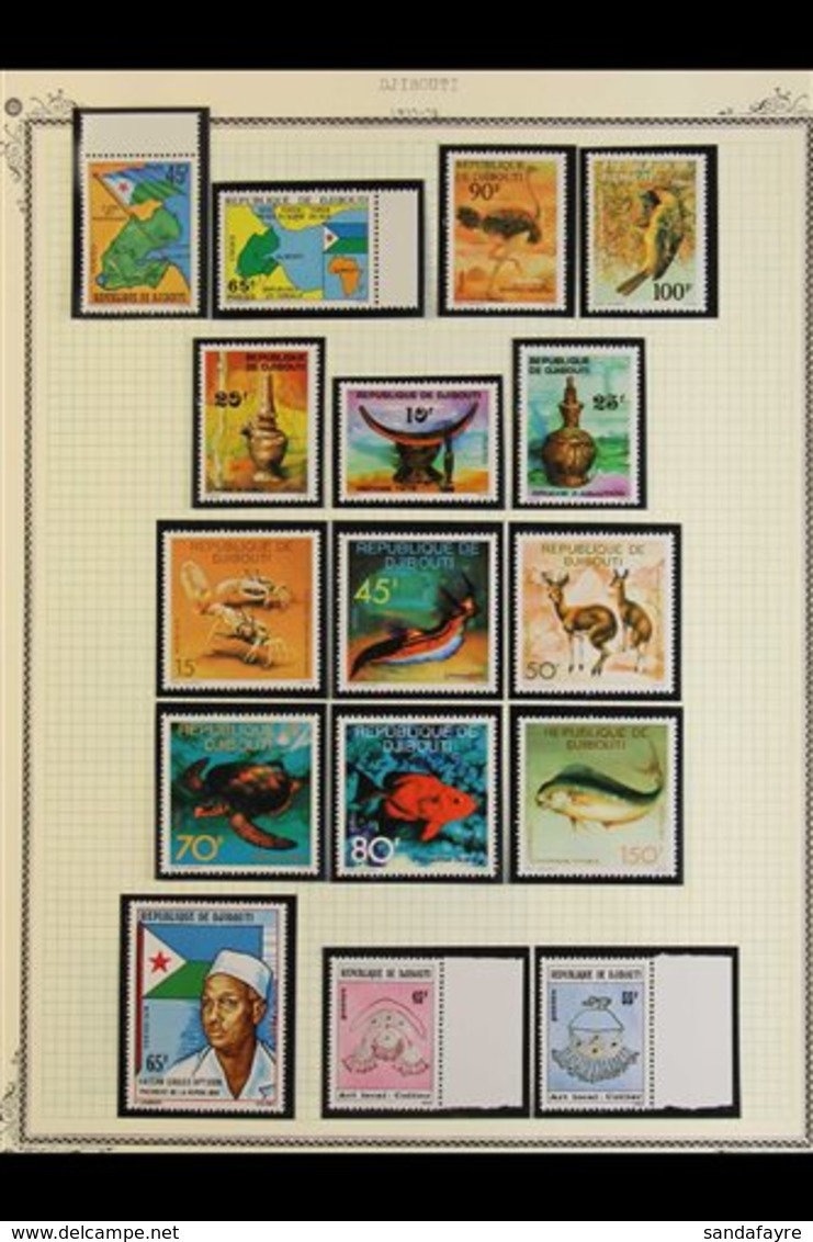 1977-1985 COMPREHENSIVE SUPERB NEVER HINGED MINT COLLECTION In Hingeless Mounts On Leaves, All Different, Highly COMPLET - Djibouti (1977-...)