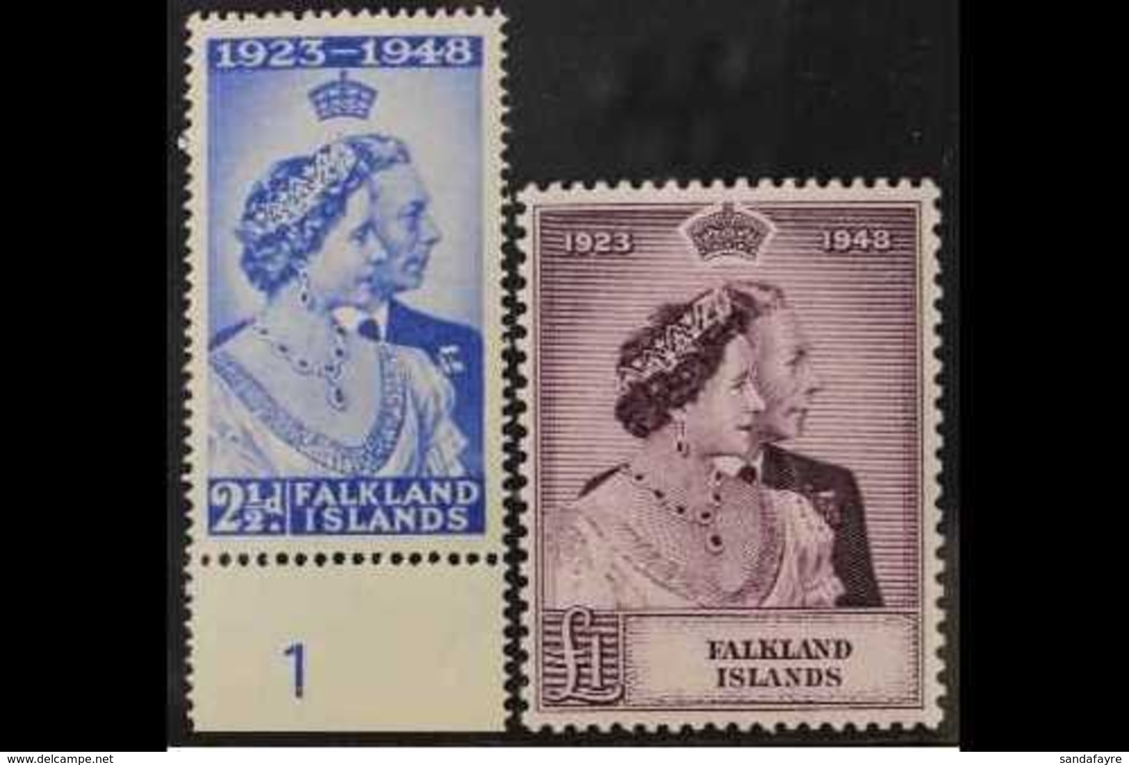 1948 Silver Wedding Pair, SG 166/7, Very Fine Never Hinged Mint. (2 Stamps) For More Images, Please Visit Http://www.san - Falkland Islands