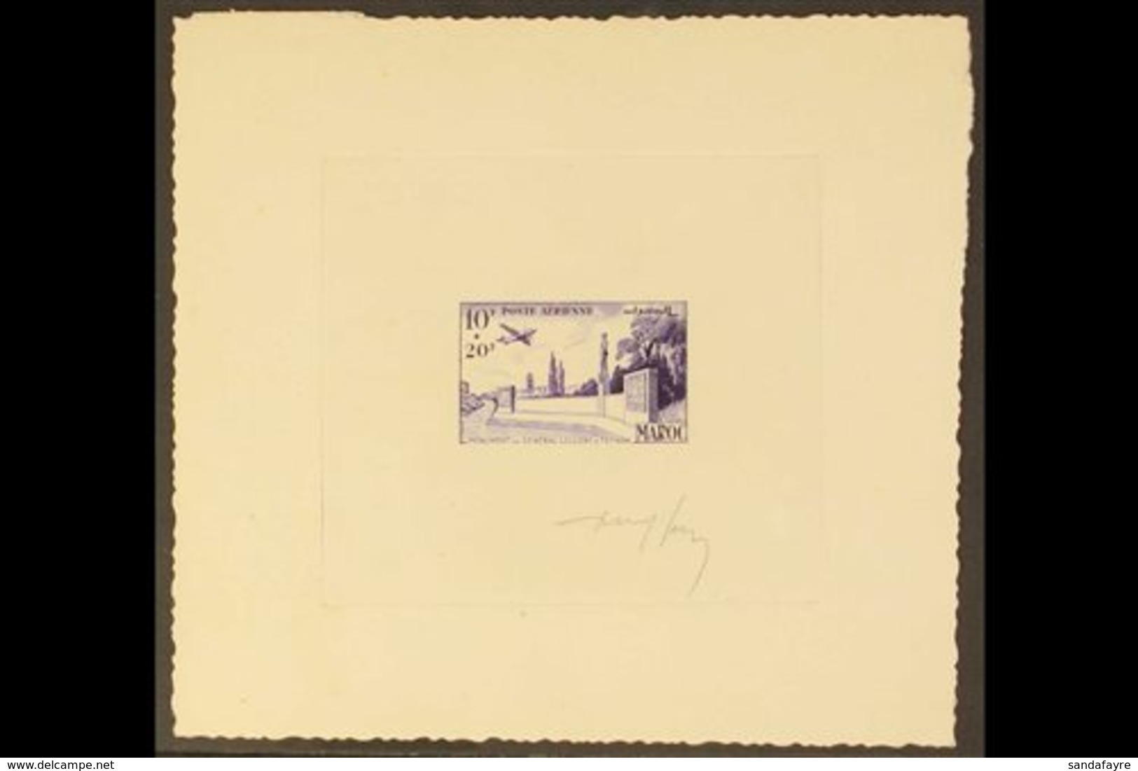 MOROCCO 1952 UNISSUED AIR POST 10fr+20fr "Monument To General Leclerc", As Yvert 91, A Superb Imperf SUNKEN DIE PROOF Pr - Other & Unclassified