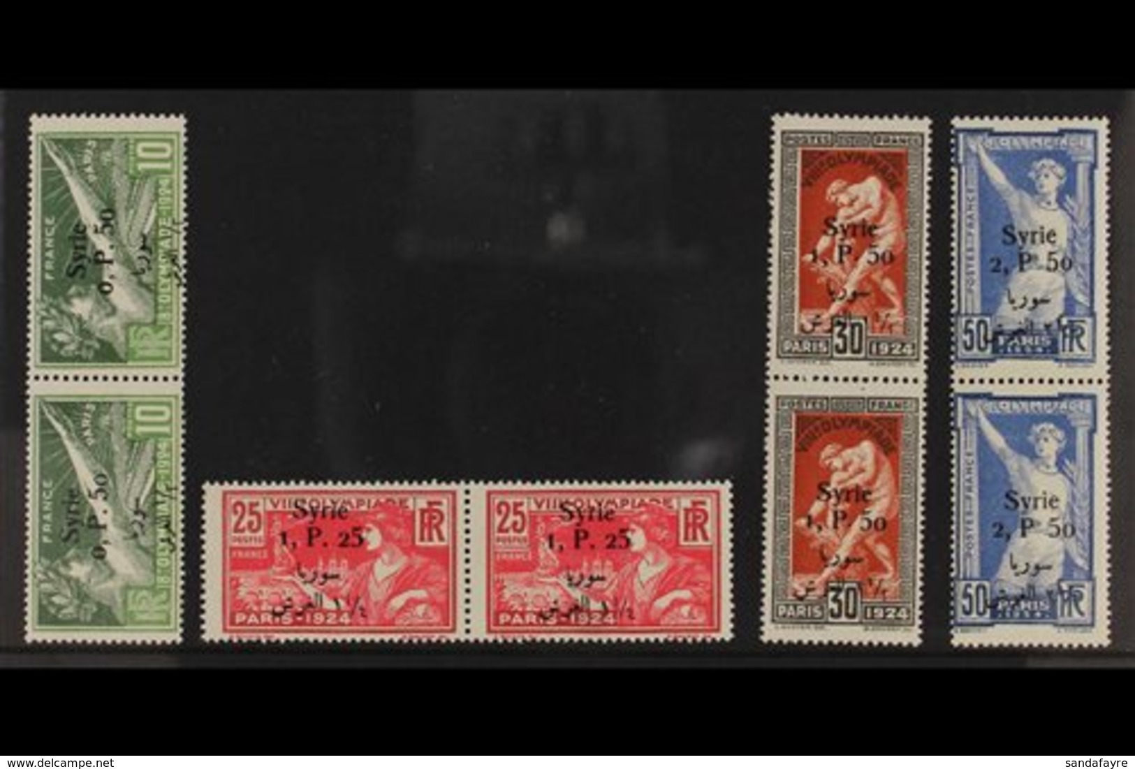 SYRIA 1924 Olympics Surcharged Set, Yv 122/25, Never Hinged Mint Pairs (8 Stamps) For More Images, Please Visit Http://w - Other & Unclassified