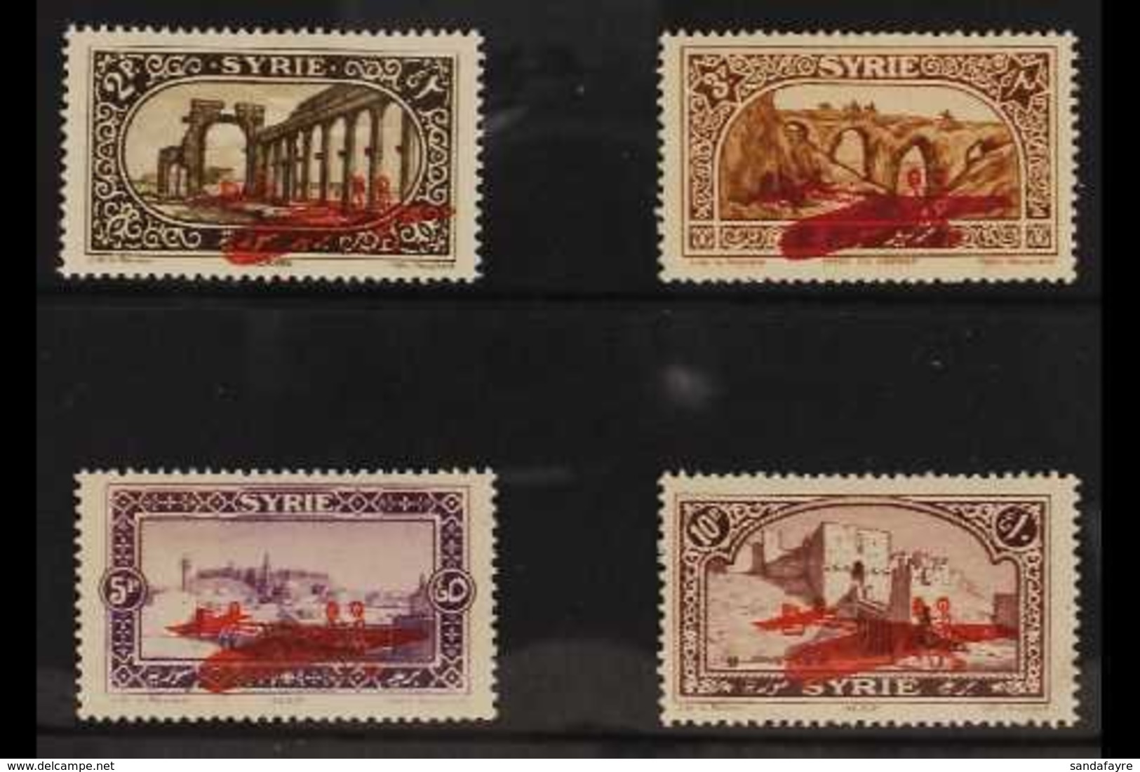 SYRIA 1926 Air Post Set, Variety "INVERTED SURCHARGES", Maury 34b, 35a, 36b/37b, SG 192a/95a. Fine Mint (4 Stamps) For M - Other & Unclassified