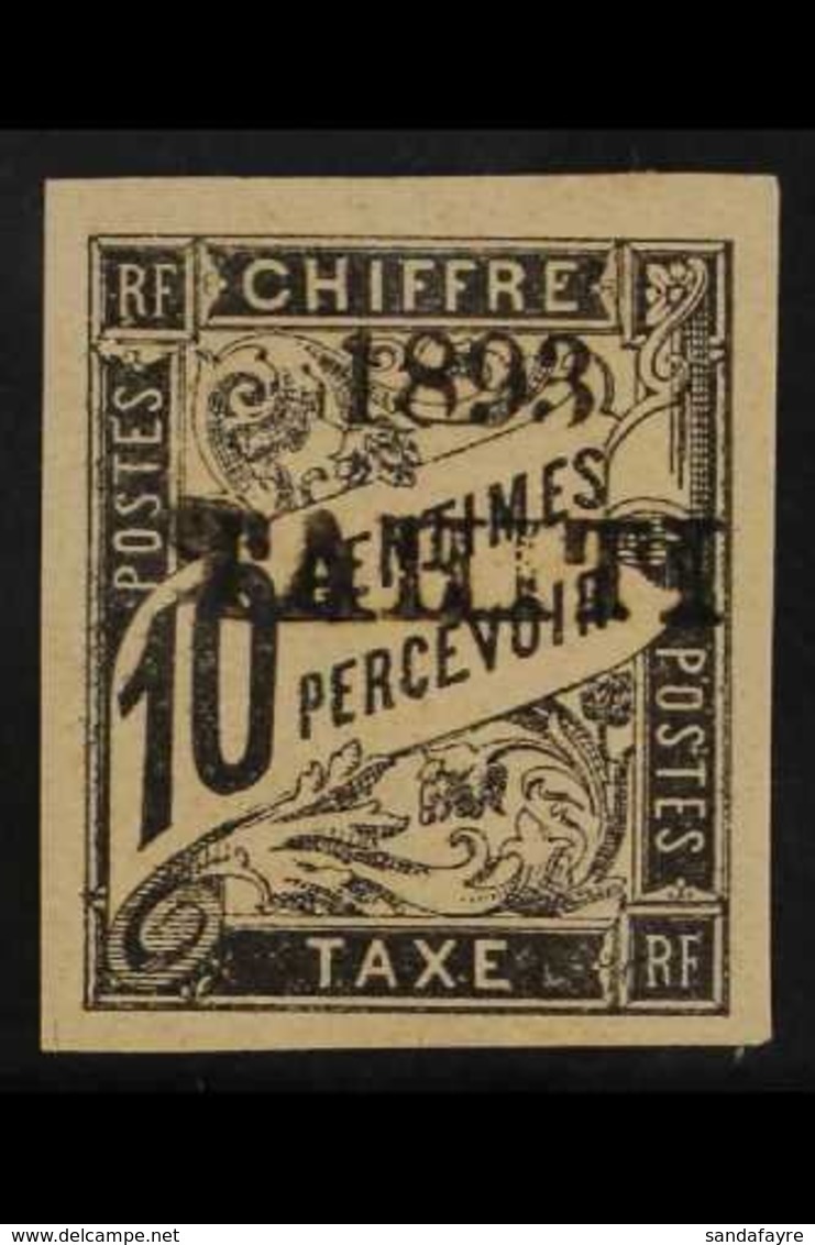 TAHITI POSTAGE DUE. 1893 10c Black, Horizontal Overprint, Yvert 19, SG D24, Very Fine Mint. Expertized By Calves. For Mo - Other & Unclassified