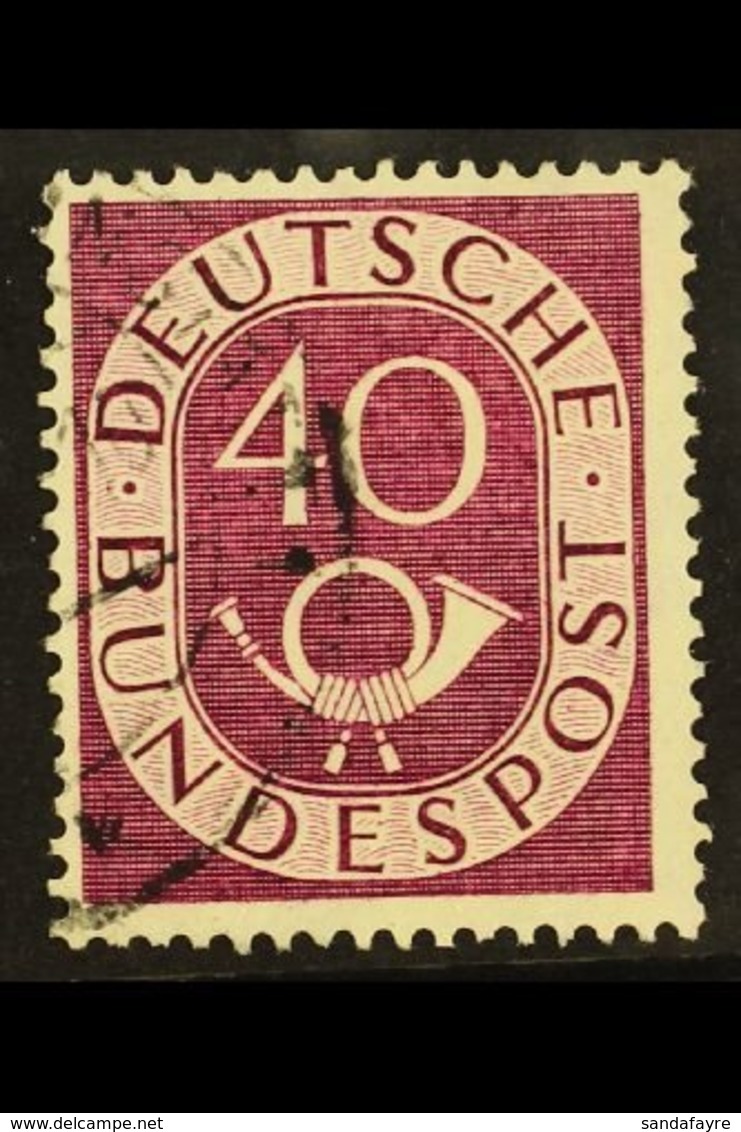 1951-52 RARE VARIETY. 40pf Purple Posthorn 'Zusatzliche Schraffe Vor Dem "S" Von "Post"' PLATE FLAW (position 34), Miche - Other & Unclassified