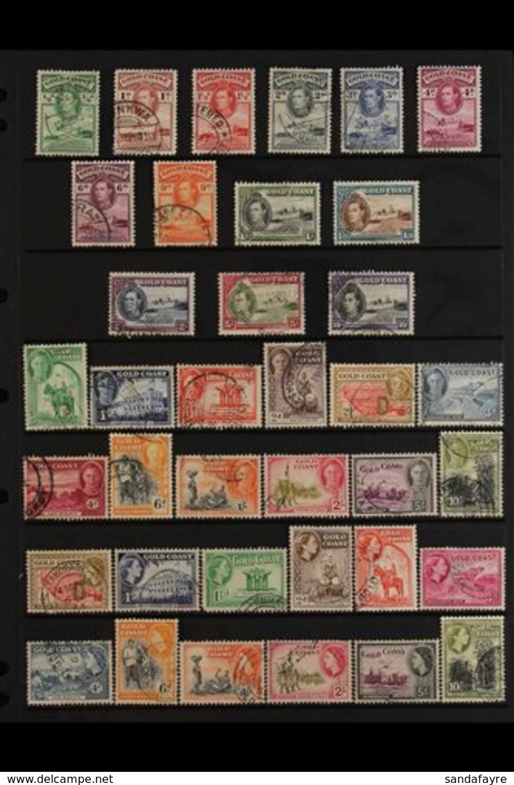 1938-54 USED SETS. A Trio Of Used Sets Including 1938-43 Set, 1948 Set & 1952-54 QEII Pictorial Set. (37 Stamps) For Mor - Gold Coast (...-1957)