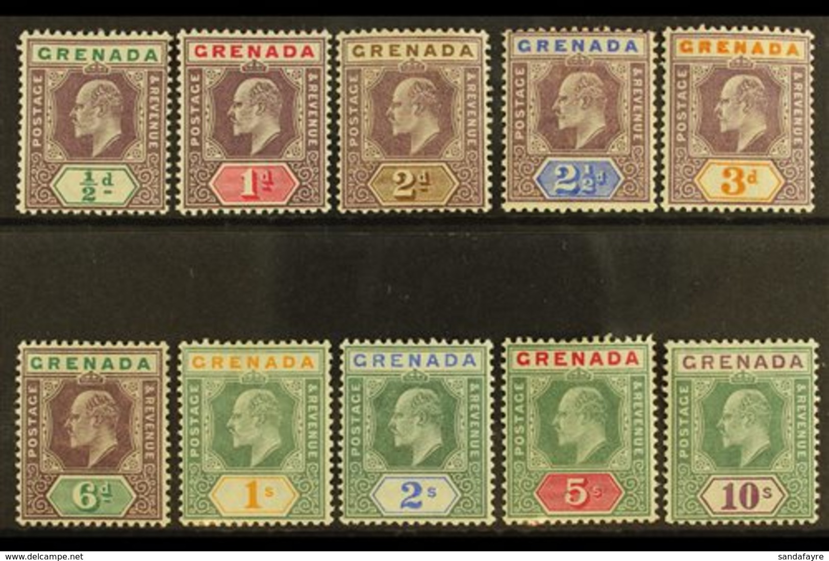 1902 1902 Complete Definitive Set, SG 57/66, Fine Mint. (10 Stamps) For More Images, Please Visit Http://www.sandafayre. - Grenada (...-1974)